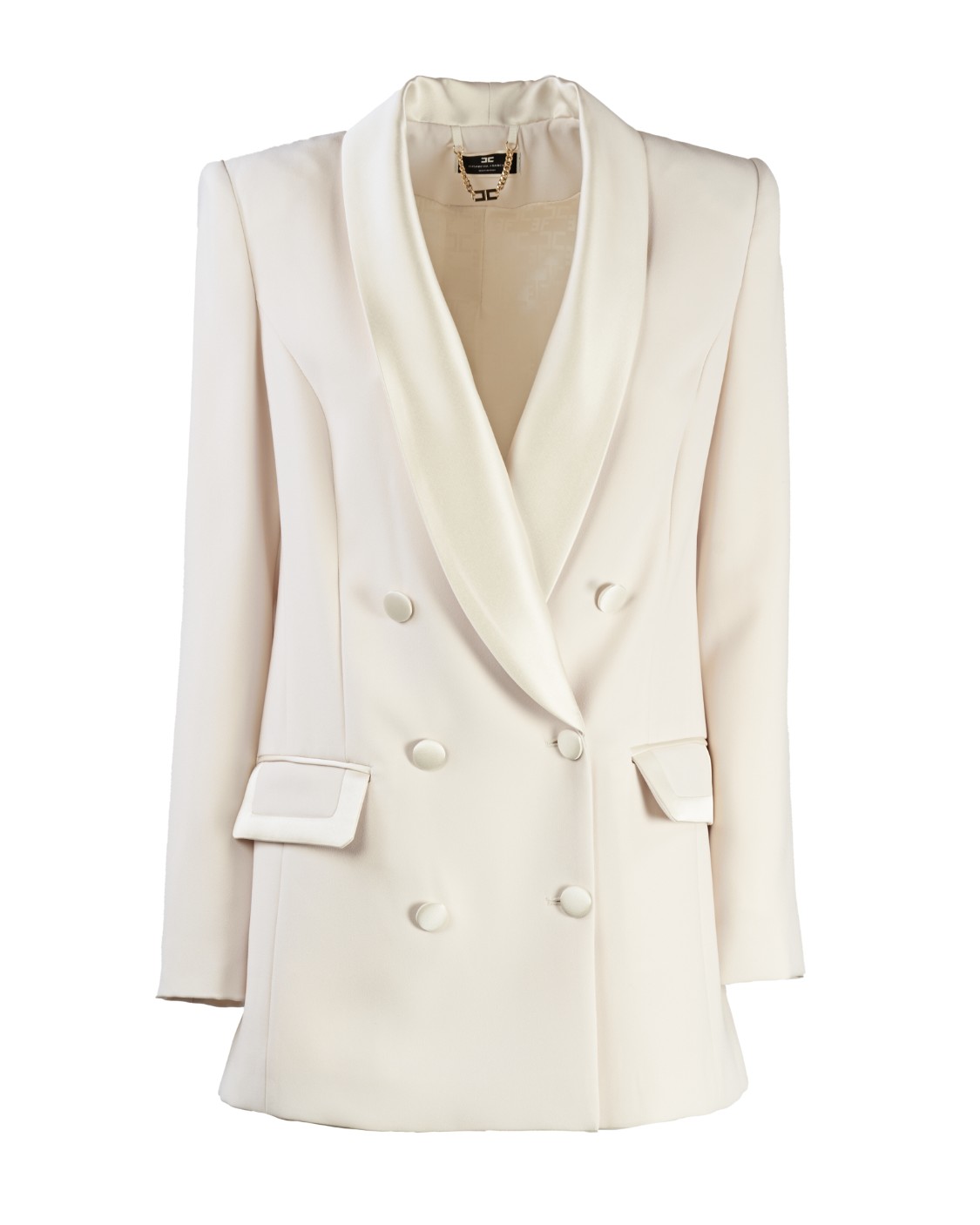 shop ELISABETTA FRANCHI Saldi Giacca: Elisabetta Franchi giacca doppiopetto in crêpe e raso.
Giacca doppiopetto in crêpe fermo con collo sciallato.
Bottoni e bordi delle tasche in raso duchesse.
Fodera in raso monogram.
Accessorio e bottoni in metallo dorato.
Composizione: 100% Poliestere.
Fabbricato in Italia.. GI09337E2-193 number 4081303